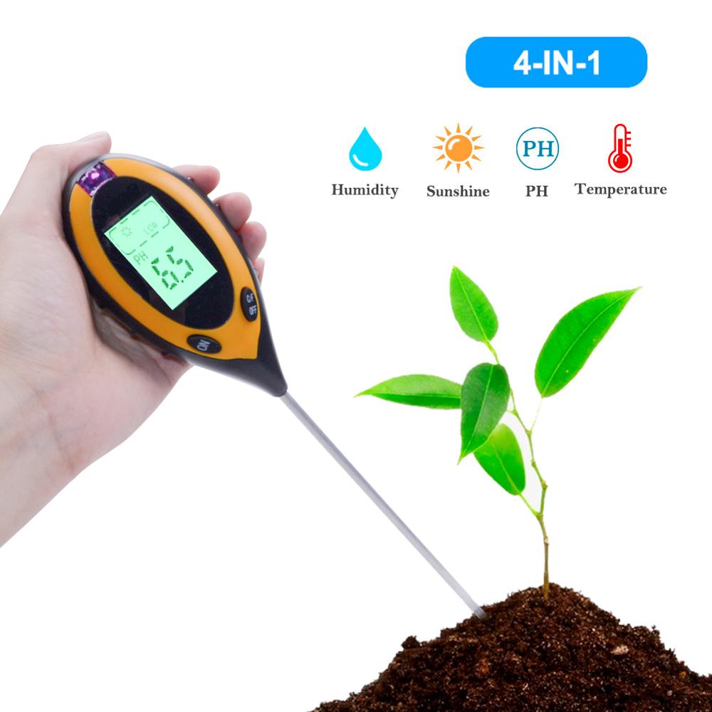 4 In 1 Digital PH Meter For Gardening Plants Soil Temperature Humidity Tester Hight Efficient Monitor Durable PH Meter