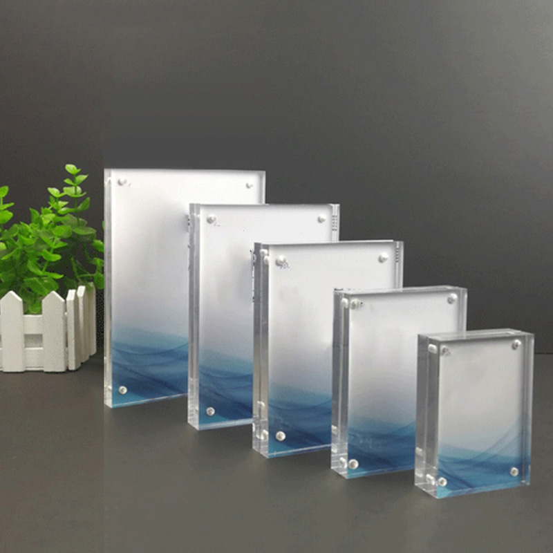 Cadre Photo magnétique rectangulaire en acrylique transparent, support de carte de visite, décoration de maison, d&#39;anniversaire