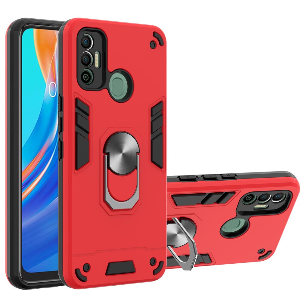 Hybrid Ring Holder Armor Case For TECNO SPARK 7 Case Spark 6 Go Shockproof Kickstand Cover Camon 17 Pro Pova 2 Phone Cases Funda: For SPARK 7 / Red