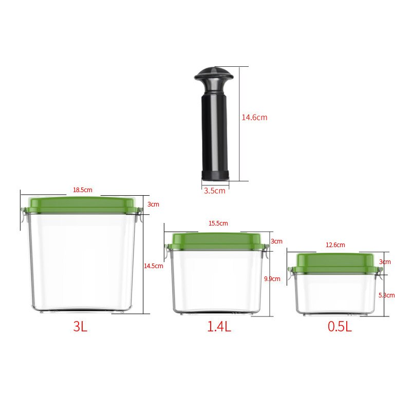 Food Vacuum Container Square Plastic Large Capacity Storage Box Vacuum Sealing Machine 500ML 1400ML 3000ML