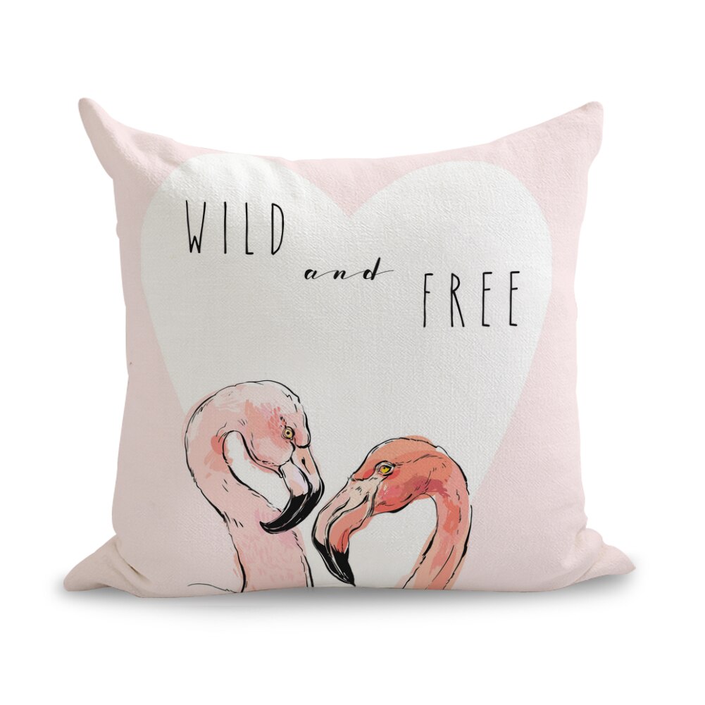 Akvarel pink flamingoer puder linned sofa sæde pude pyntepude boligindretning