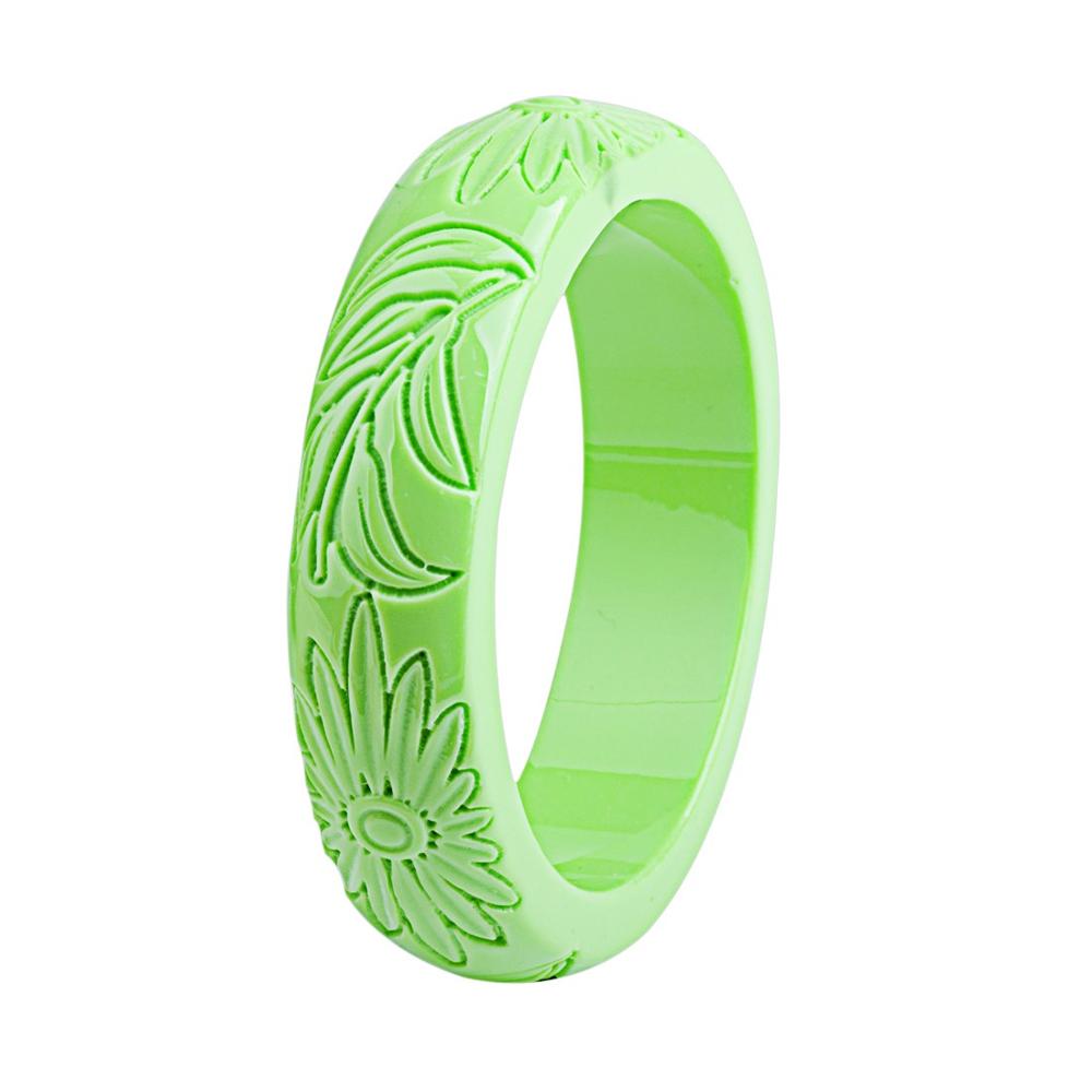 GuanLong 2018 Nova Coleção Resina Esculpido Sun Flower Pulseiras & Bangles para Dropshipping Por Atacado: Light Green