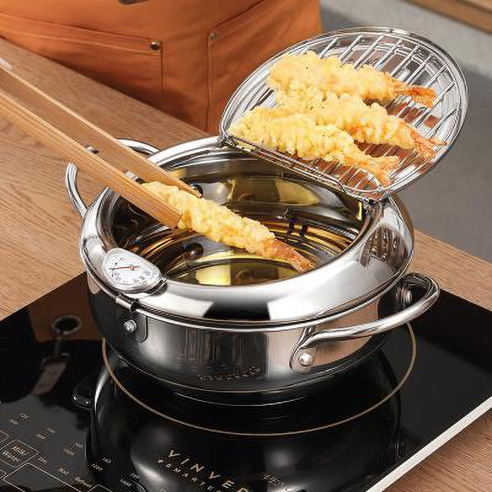 Keuken Frituren Pot Thermometre Tempura Friteuse Pan Temperatuurregeling Gebakken Kip Pot Koken Gereedschap Rvs