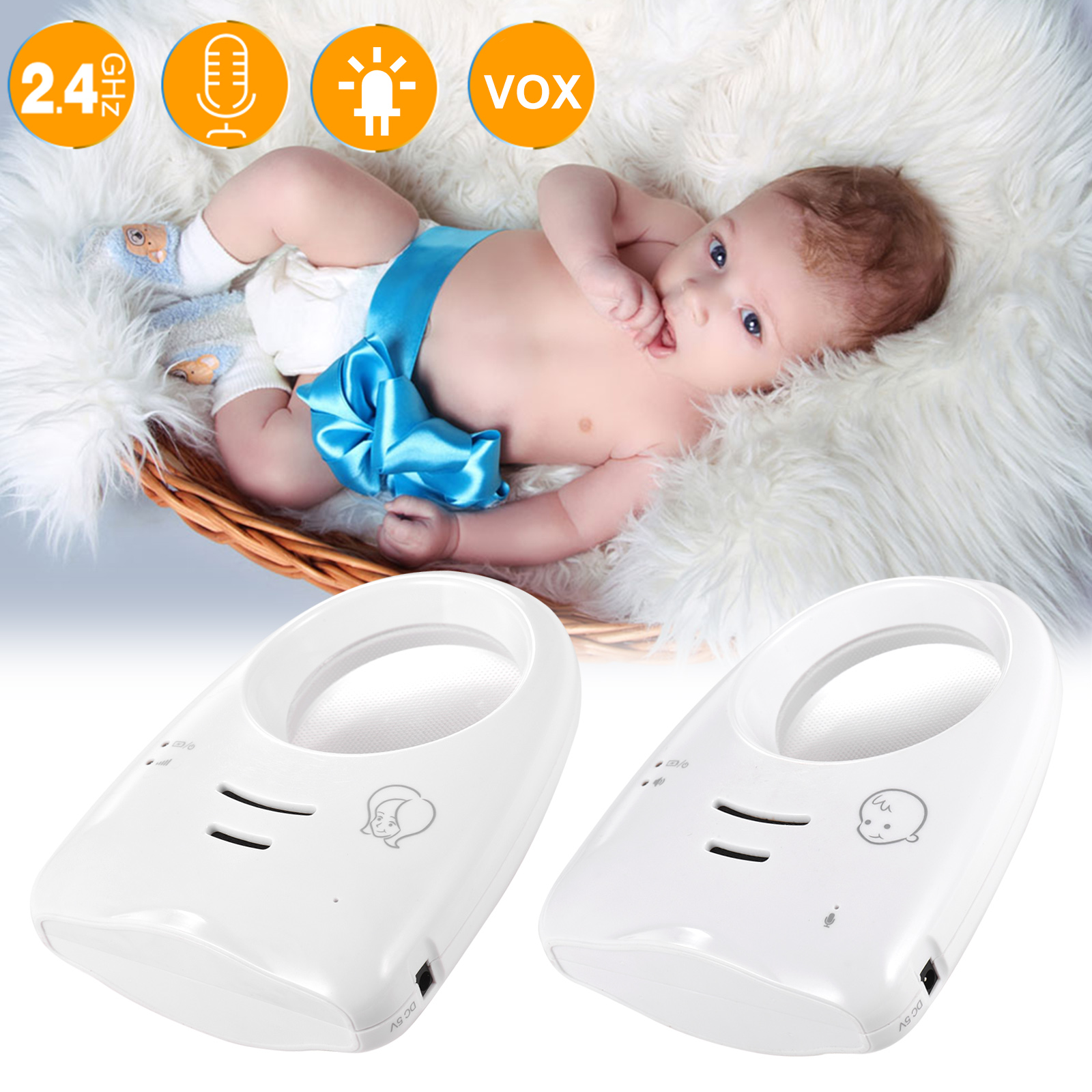 Babyfoon Draagbare 2.4Ghz Draadloze Digitale Audio Monitor One-Way Talk Kristalhelder Baby Cry Detector Gevoelige Transmissie