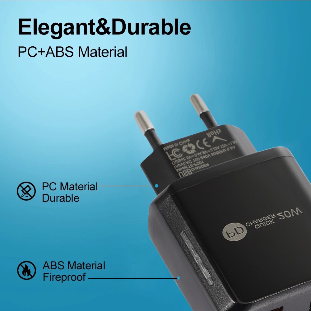 20w- usb-ladegerät, schnellladefunktion für mobiltelefone, standard-reiseladegerät mit us-/eu-stecker, netzteil für iphone, samsung, huawei und lg