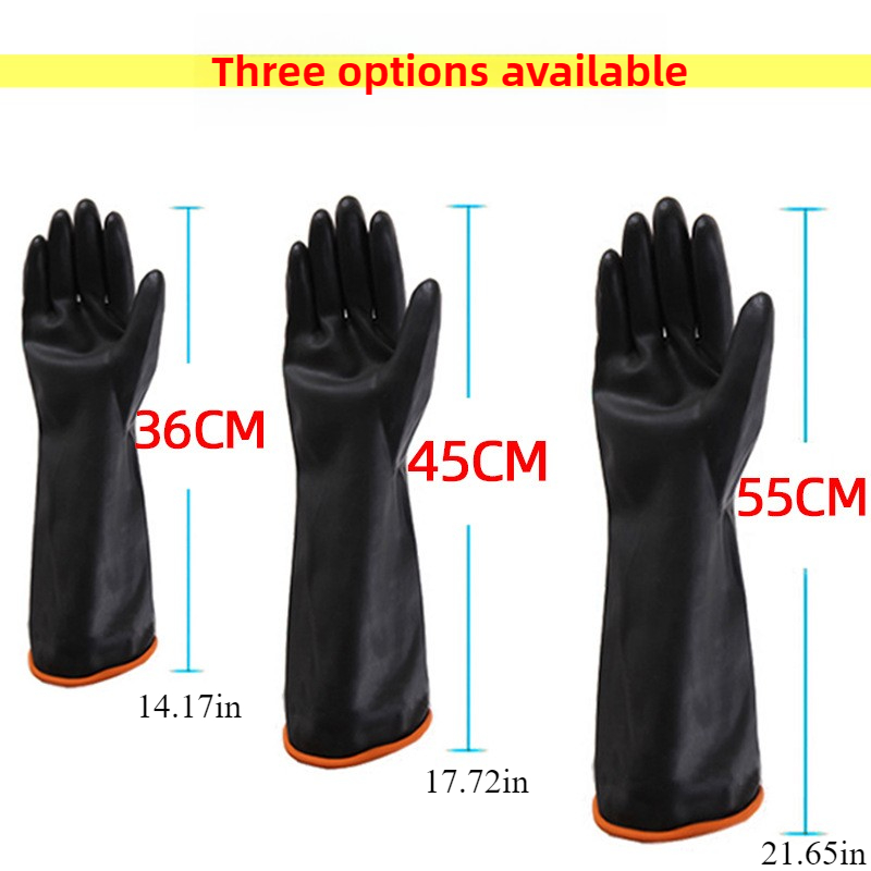 Houtzuur- en alkalibestendige handschoenen Zwarte dubbellaagse verlengde en verdikte rubberen industriële chemische beschermingshandschoenen