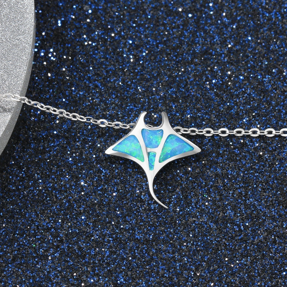 Böhmen süße Quallen-Anhänger-Halskette für Frauen, Inlay, blauer Opal-Imitationen-Halskette, Hochzeitsschmuck, Weihnachtsgeschenke für Sie