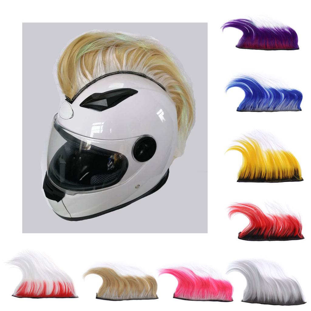 Diy Motorcycle Helm Mohawk Haar Pruik Cool Adhesive Helm Haar Voor Cosplay Decoratie Motorhelm Accessaries 8 Stijlen