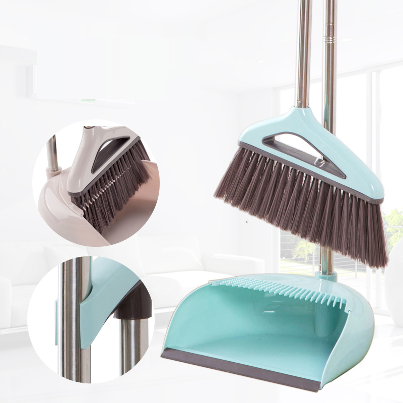 Foldable Household Cleaning Tools Stainless Steel PP Plastic Broom Combination Soft Hair Clean and Dustless Broom Dustpan Suit
