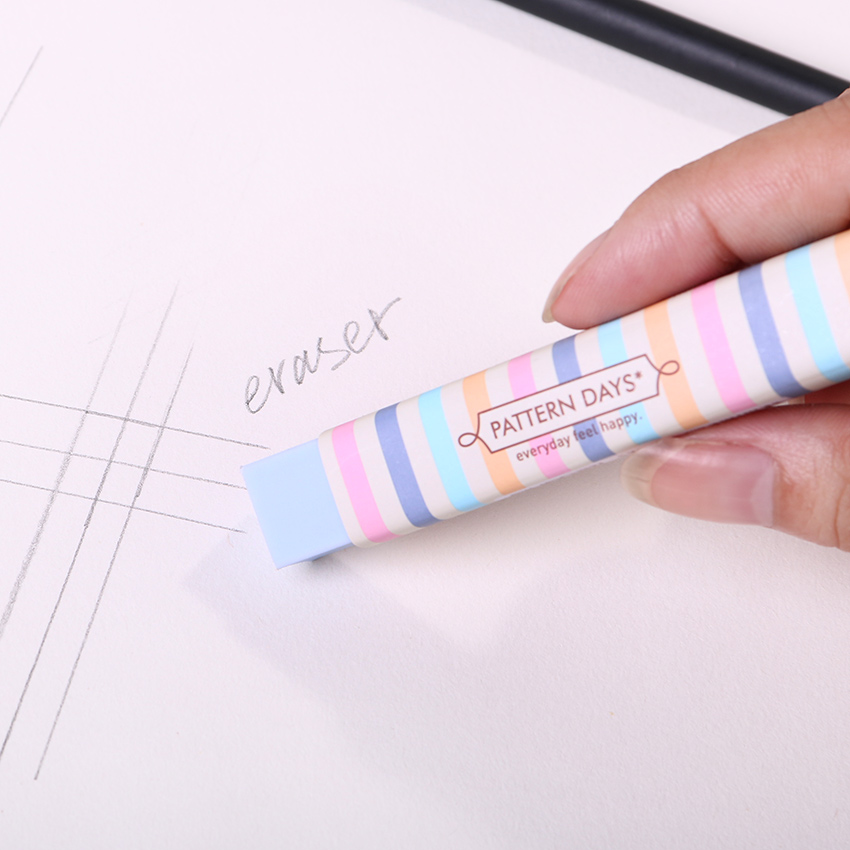 1PC Cube Long Rubber Pencial Kawaii Eraser Cute School Supplies Stationery Erasers Correction Products