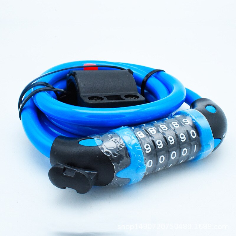 Bike Lock 5 Digit Code Combination Bicycle Security Lock 1200 mm x 12 mm Steel Cable Spiral Bike Cycling Bicycle Lock: Blue