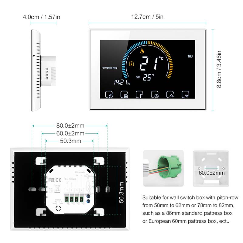 ℃/)Termostato programmabile intelligente Wi-Fi commutabile controllo APP vocale retroilluminazione LCD acqua/Gas caldaia termoregolatore riscaldamento