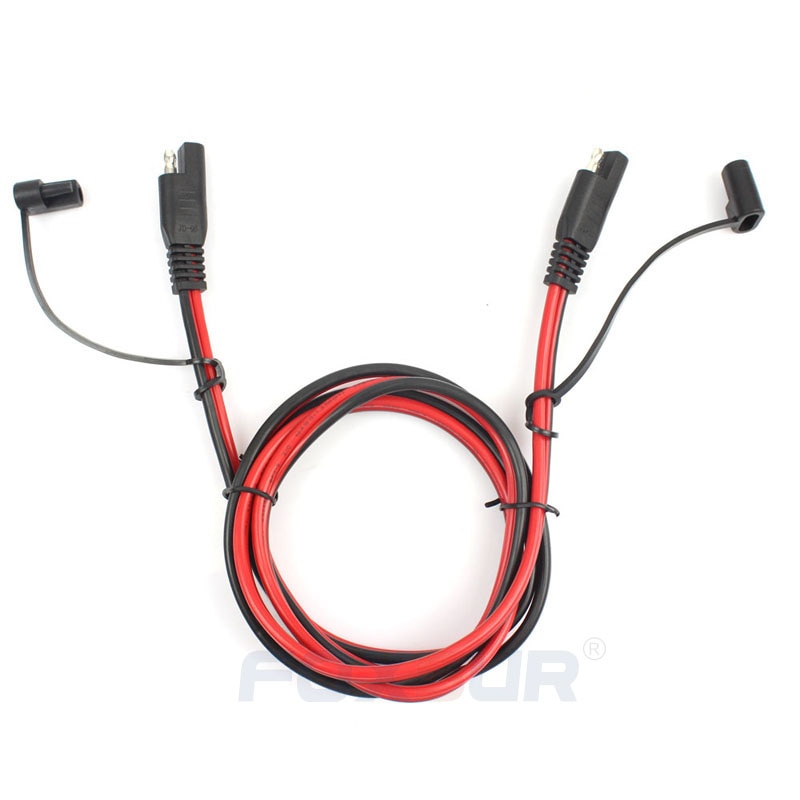 Foxsur 150cm sae till sae förlängningskabel 16 awg 2 stifts kablage kraftig likströmssladd snabb urkoppling/anslut sae-kablar med lock
