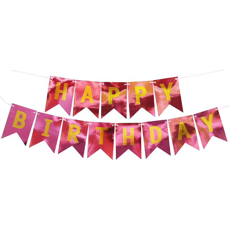 Cartel de feliz cumpleaños, espejo de oro, plata, rojo, azul, banderines de feliz cumpleaños, banderas de guirnalda, fotomatón, decoración para de bienvenida de bebé: Rose