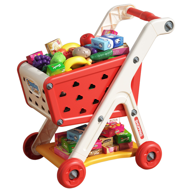 Chariot de courses jouet bébé petit chariot enfants jouer maison fruits coupe musique cuisine supermarché hommes et filles jouets d'éducation précoce