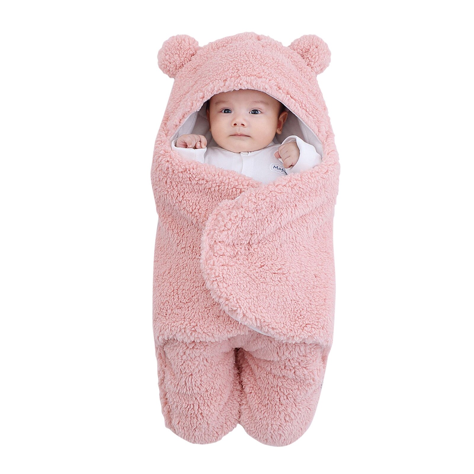 Bebê recém-nascido inverno quente sacos de dormir meninos meninas grosso velo quente cobertor de dormir calor veludo colcha split-perna saco de dormir: Rosa / 3M