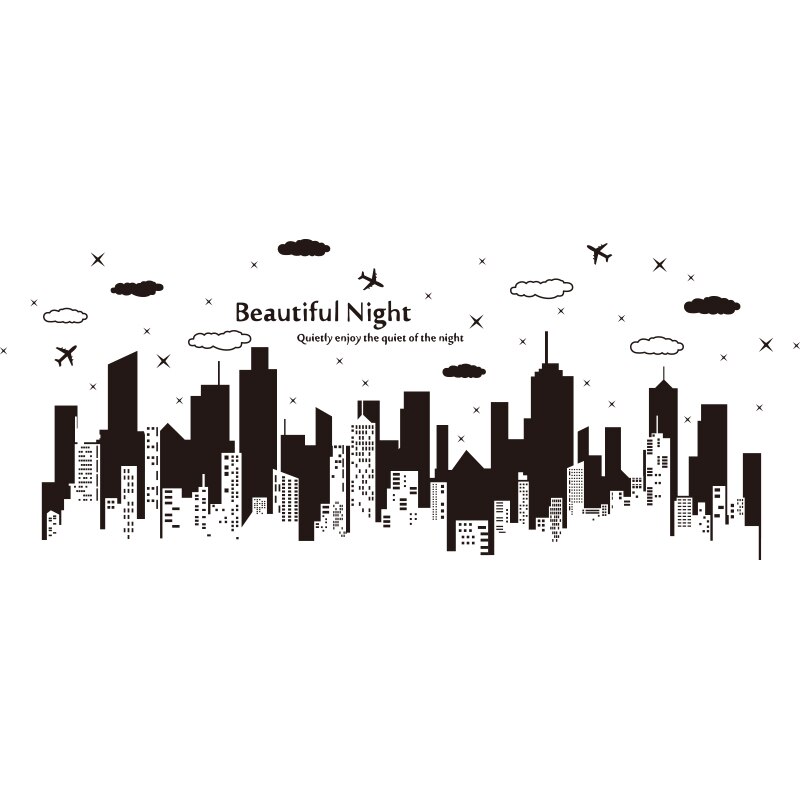 [shijuekongjian] Black Buildings Wall Decals Vinyl DIY European Style Home Decor Sticker for Living Room Bedroom Decoration: building sticker 2