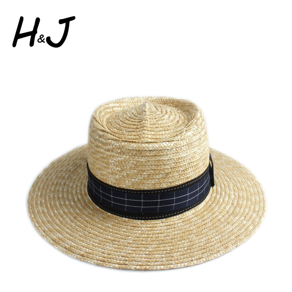 Zomer 100% Tarwe Stro Vrouwen Mannen Pork Pie Hoed Zonnehoed Strand Hoed Dame Brede Rand Schipper Panama Beach Zonnehoed jazz Hoed