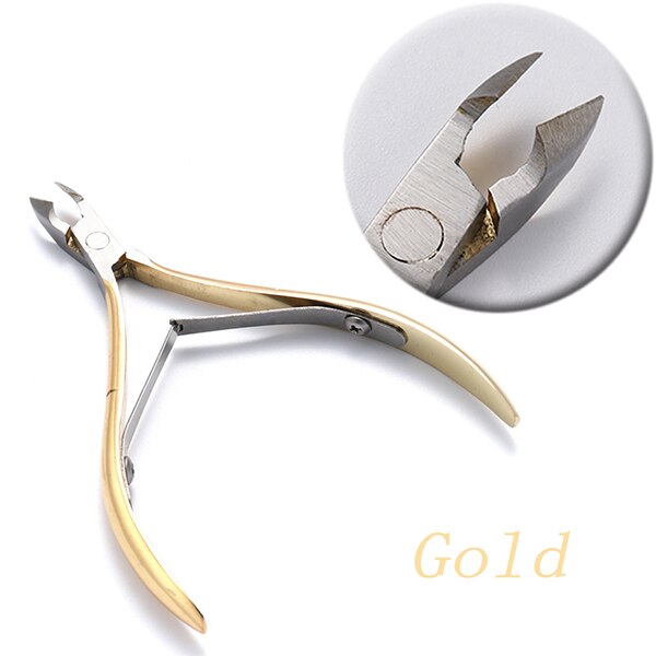 Död hud remover nail art verktyg guld silver nagel nagelband nipper trimning pedikyr vård nagelsax rostfri manikyr  ch1586: Guld-