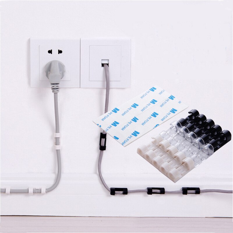 20 stks/pak Cable Clip Desk Tidy Organisator Draad Cord Lead USB Charger Cord Houder Organizer Kabelhaspel Wire tie Fixer