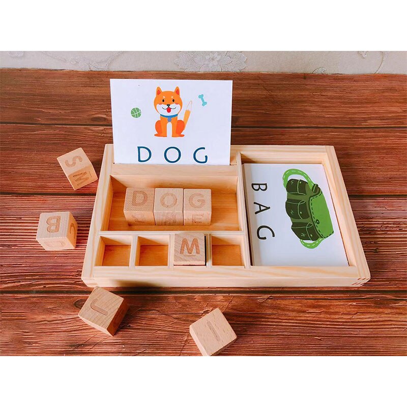 Kids Wooden Matching Letter Game Alphabet Words Spelling Letter Block Toys Educational toy