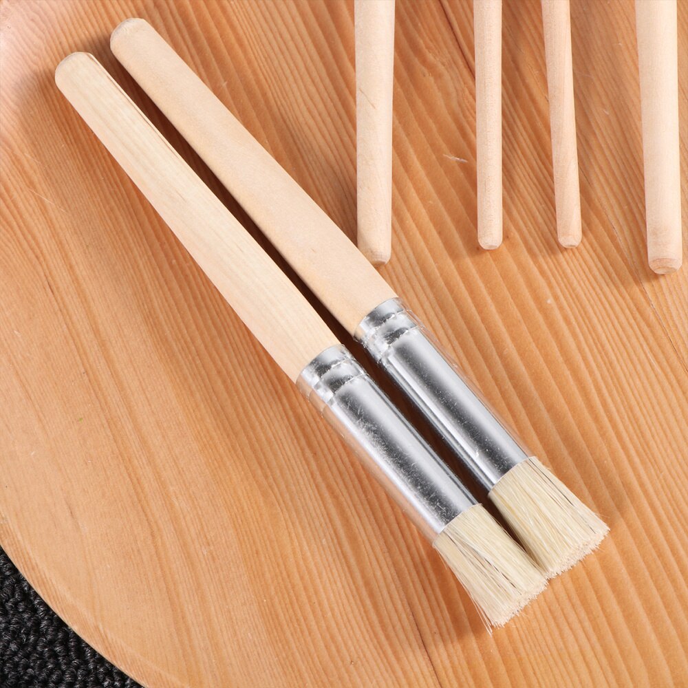 1 Set 6pcs Log Painting Brushes Bristle Art Brush Set Art Drawing Pen Oil Painting Brush for Beginners Artists (Wooden Lubriciou