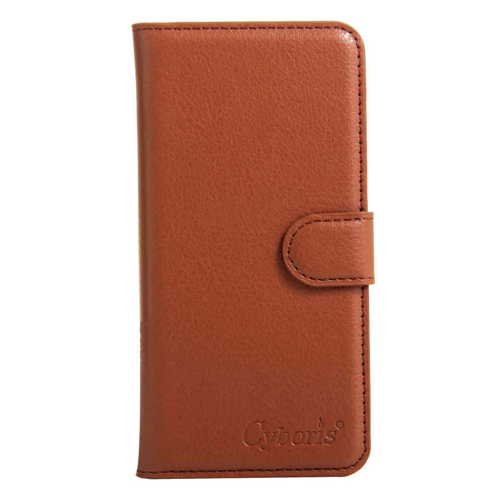 Funda para Motorola Droid Turbo 2 Cyboris para Moto X Force XT1585 XT1581 Flip Lichee Funda de cuero PU con tarjeta ranura para los titulares: Marrón