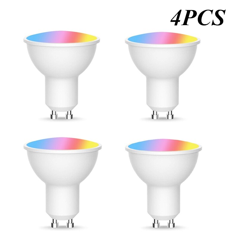 Gu10 lâmpada led inteligente, luz rgb com controle remoto por aplicativo, controle remoto, 5w, cw 2700-6500k para alexa, google home: 4pcs