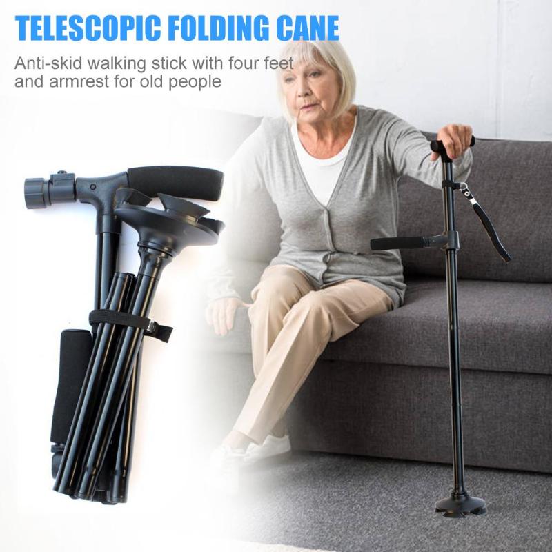 Telescopic Folding Canes LED Light Aged Walking Sticks Poles for the Elder ski camp telescopic baton outdoor hiking poles crutch