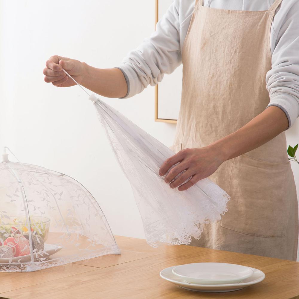 Sammenfoldelig madbetræk bord net paraply mesh skærm madbeskytter anti flue myg mad telt tallerken dække bord mesh køkkenværktøj