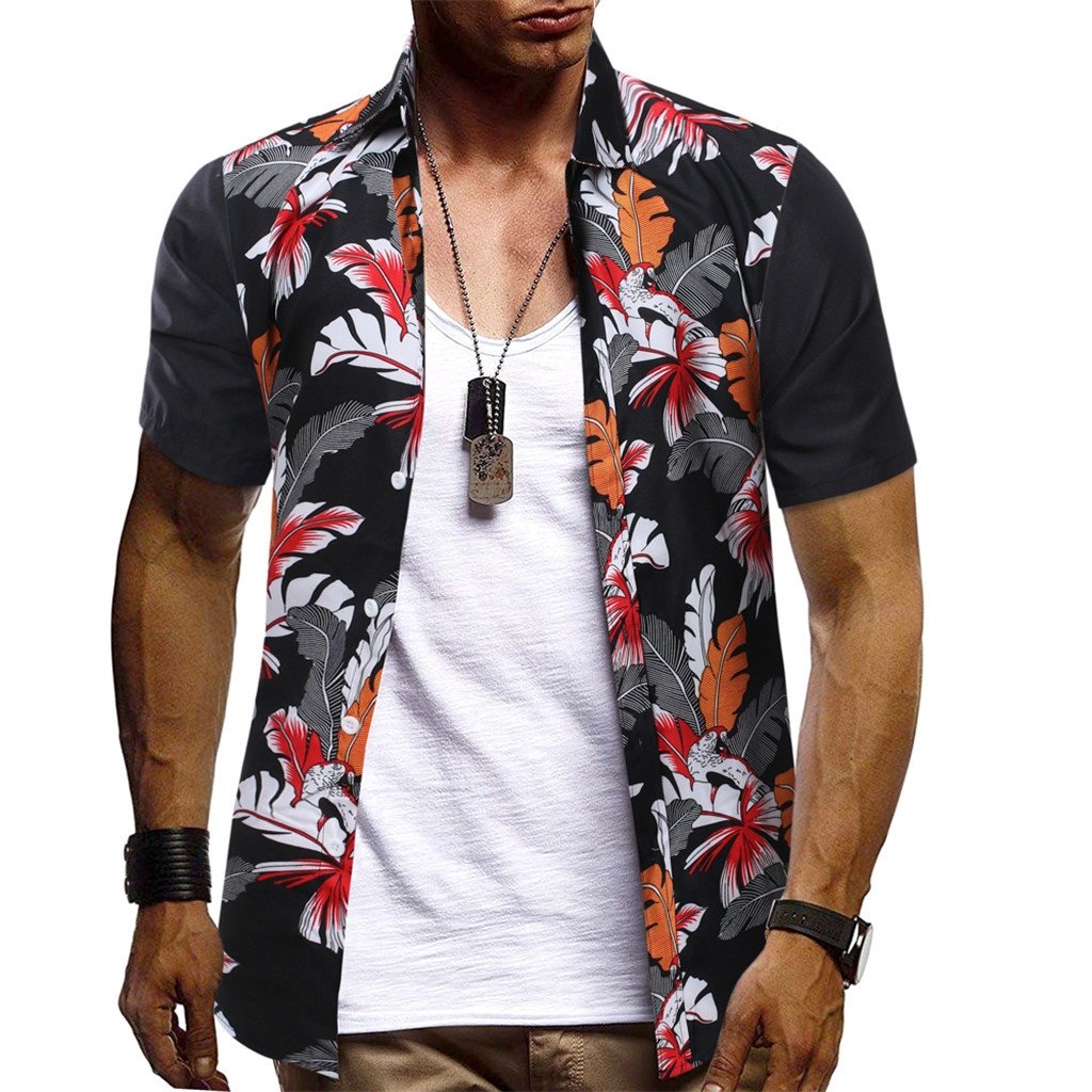 Camisa hawaiana de algodón puro para hombre, camisa holgada con estampado de flores, manga corta, talla grande de EE. UU., hawaiana, para playa #3