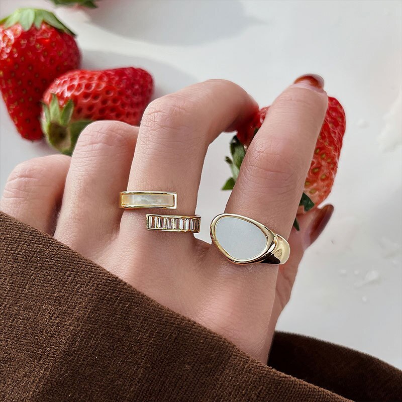 Franse Retro Romantische Kleuraanpassing Glazuur Goud Open Ringen Voor Vrouw Party Girls 'Luxe Ring 2022 Mode-sieraden