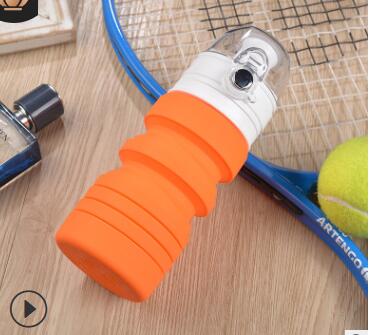 Outdoor travel silicone folding cup telescopic cup large capacity sports kettle mountaineering portable press water bot: Orange