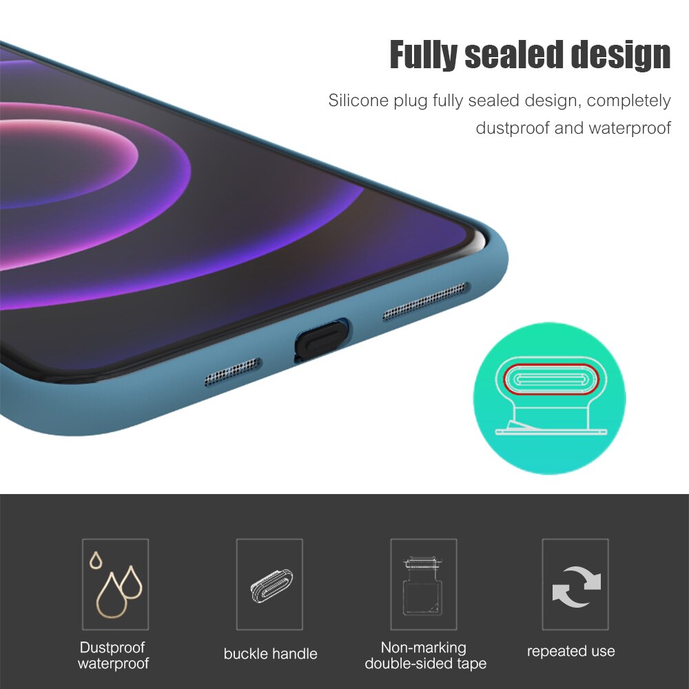 Prise anti-poussière de téléphone en Silicone, anti-perte, Port de chargement micro USB type-c, housse de protection anti-poussière pour iPhone