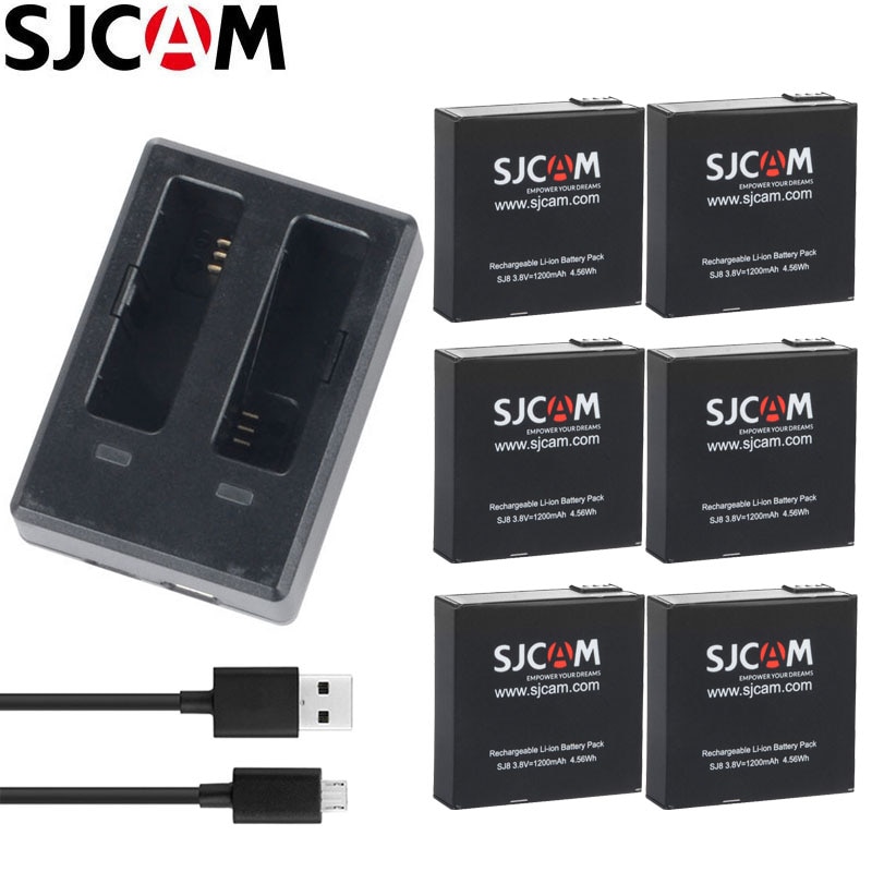 Original SJCAM SJ8 PRO batterie 1200mAh Rechargeable Li-ion batterie double chargeur pour SJ8 Plus SJ8 AIR Action caméra accessoires