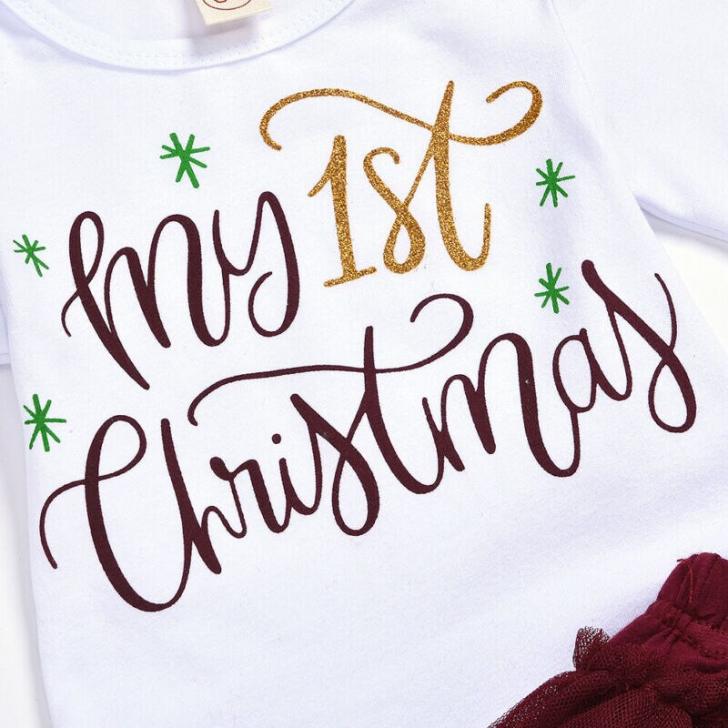 0-18m jule baby pige tøj sæt nyfødt spædbørn piger  my 1st jule bukser tutu mesh nederdel outfits xmas baby kostumer