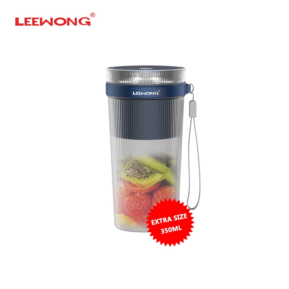 LEEWONG Portable Blender USB Mini Fruit Smoothie Milkshake Juicer Kitchen Travel 350ml Blue
