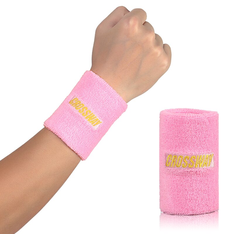 CROSSWAY-muñequera deportiva Unisex, muñequera deportiva de algodón con absorción de sudor para el brazo y la muñeca: Pink