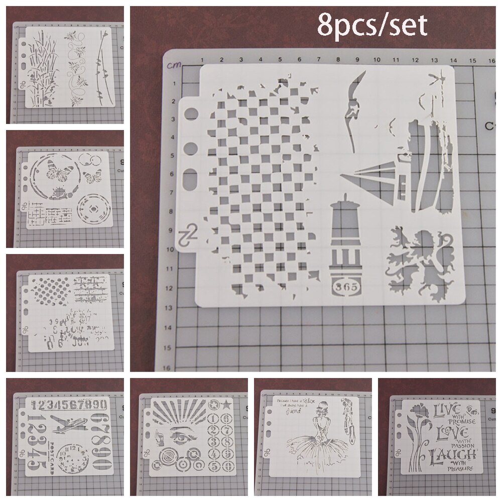 8 Stks/set Diy Craft Meisjes Gelaagdheid Stencils Voor Muren Schilderen Scrapbooking Stempel Album Decor Embossing Papieren Kaart Template