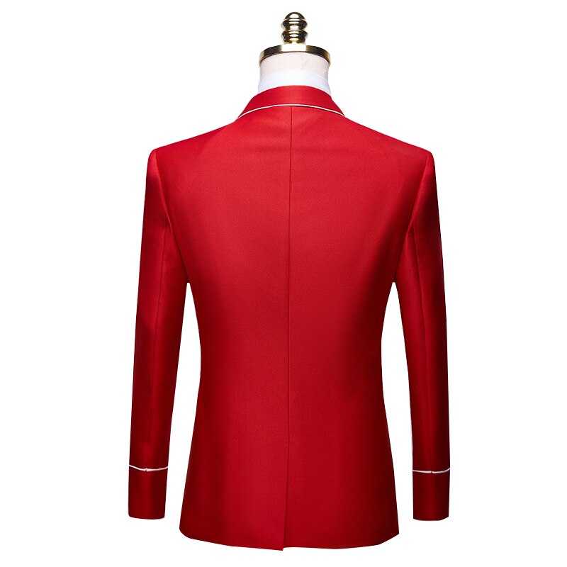 Brand Men's Casual White Red Suit Jacket Plus Size 4XL Wedding Slim Fit Men Blazer Tuxedo Stage Costume For Singer Costume Homme