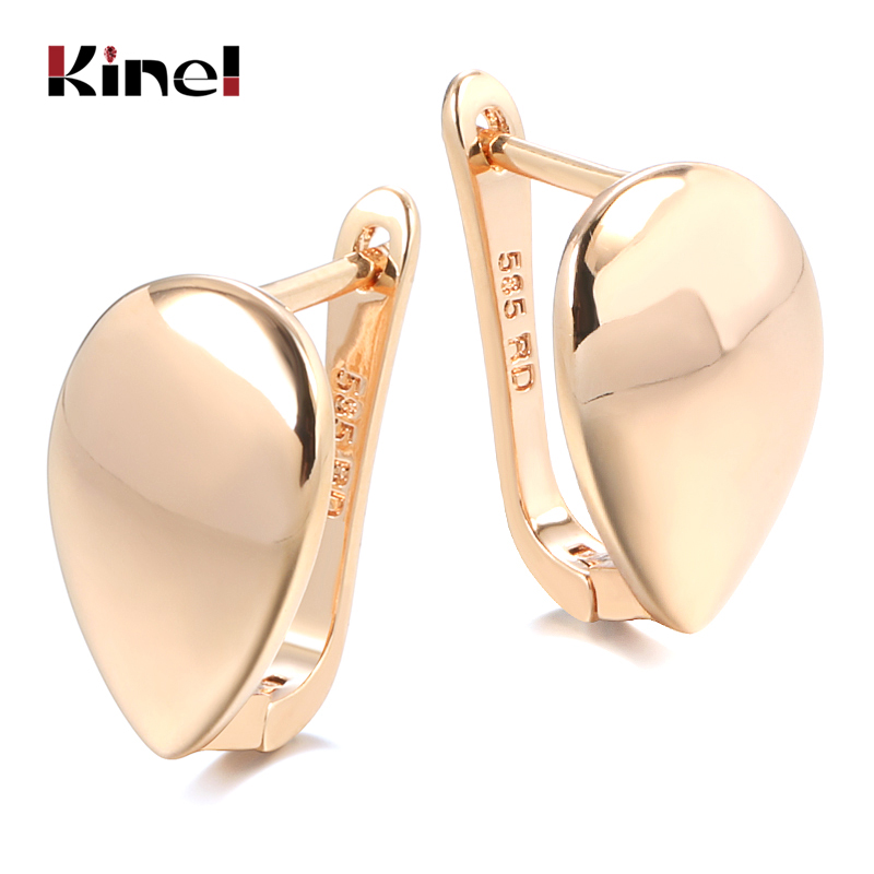 Kinel Glossy Dangle Earrings 585 Rose Gold Simple Square Earrings For Women Daily Fine Jewelry: REDDISH BROWN
