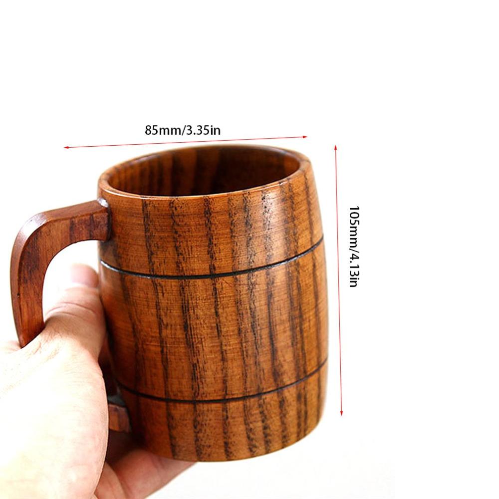 500-550ML Handmade Solid Coffee Mug Beer Mug With Handle Pure Copper Moscow Mule Mugs With Large Capacity Wooden Cup Drinkwares