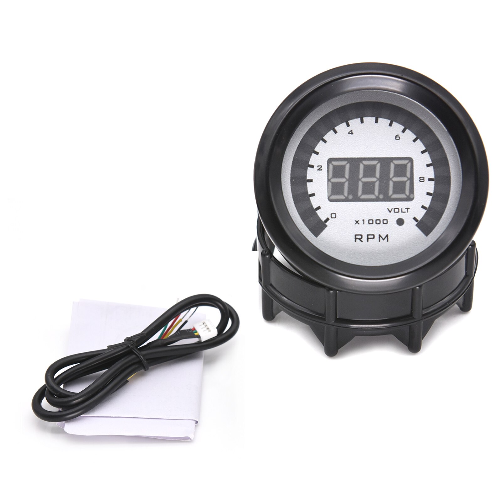 2 in 1 Car Digital Tachometer + Voltmeter 52MM Gauge for 10000 RPM Meter LED Digital Indicator Tacho Gauge Voltage with Pod: Tachometer