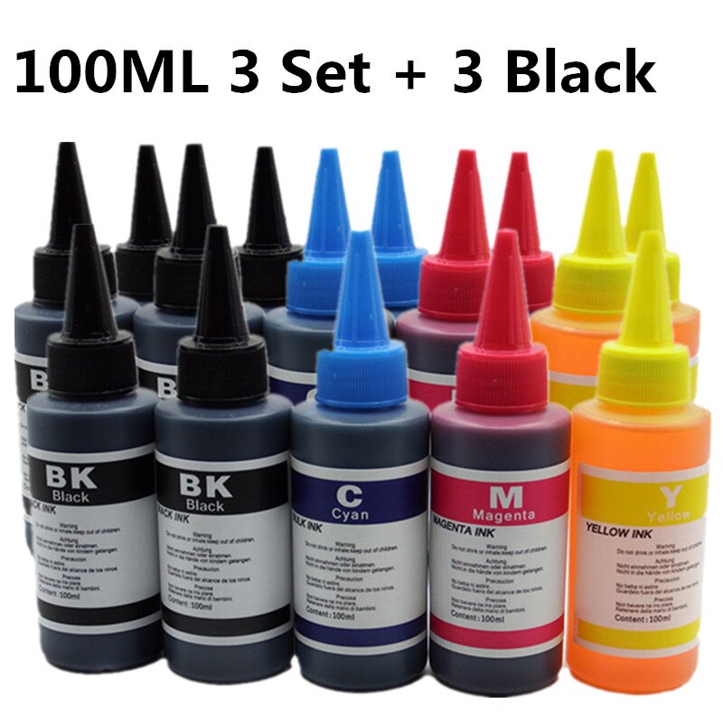 Black Ink for All Inkjet Printer Refillable Dye Ink Bulk Ink: 1SET 1BK