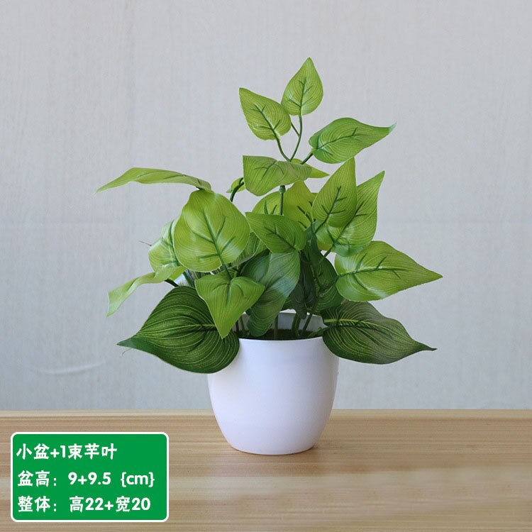 22cm artificiel vert aneth persan feuilles plantes bonsaï maison salon balcon bureau décoration blanc en pot plantes bonsaï: Style 11
