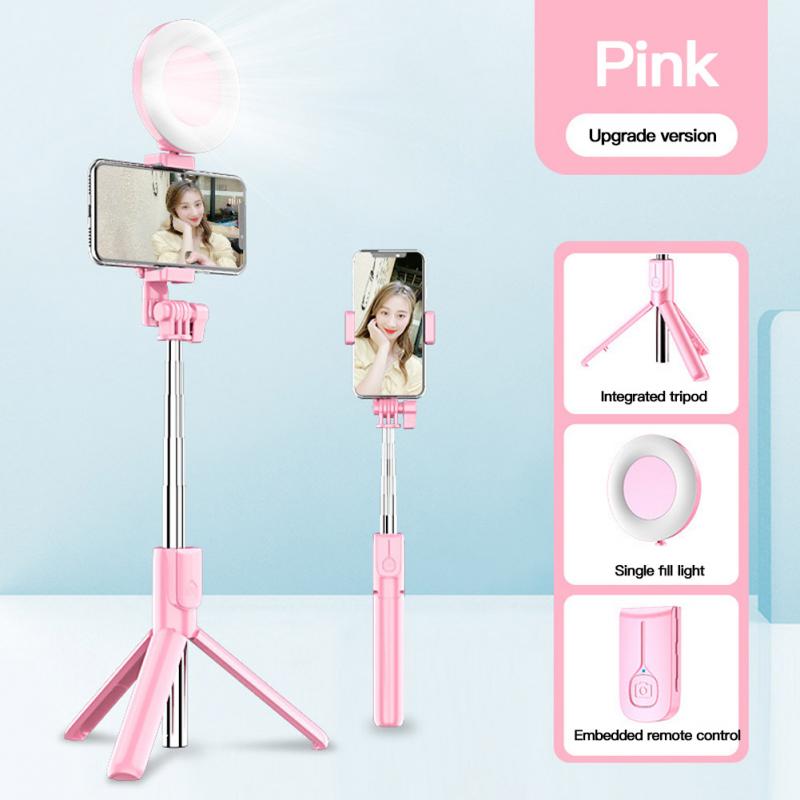 Drahtlose Bluetooth Selfie Stock Stativ Für Handy, Mobiltelefon Stativ Kamera Bluetooth Foto Halfter Tisch Smartphone Stativ Für Kamera: Rosa Single hell