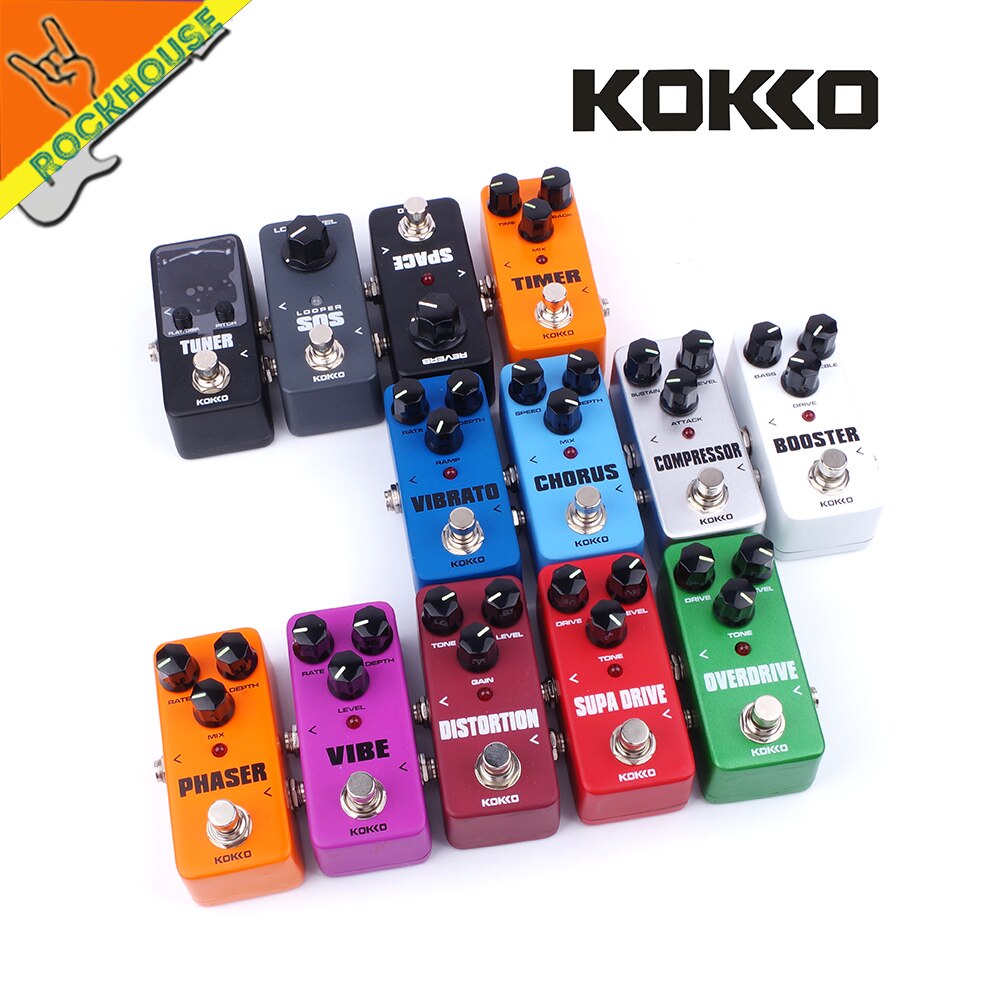 KOKKO Guitar Effects Pedal Chorus Compressor Overdrive Distortion Booster Vibe Vibrato Loop Reverb Phaser Tuner Guitar Pedal