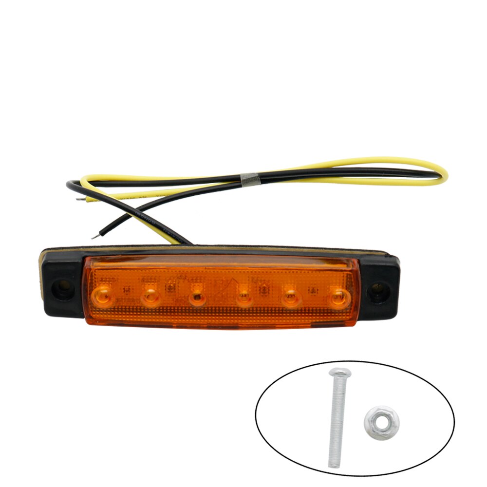 10 Pcs 6 LED Amber Side Marker Lights, Amber Trailer Marker Lights, Rear Side Marker Lamp Amber, Led Marker Lights for Trucks