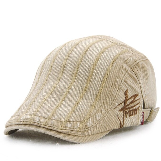 [jamont] afslappet mænd cap visir stribede baretter hat bomuld gorras flade hætter retro stil casquette: B