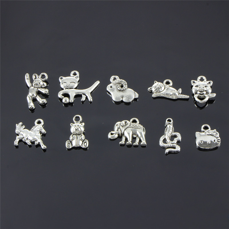 Neue Retro Silber 100 stücke Masse Verlost Mix Tier Charm Anhänger DIY Schmuck